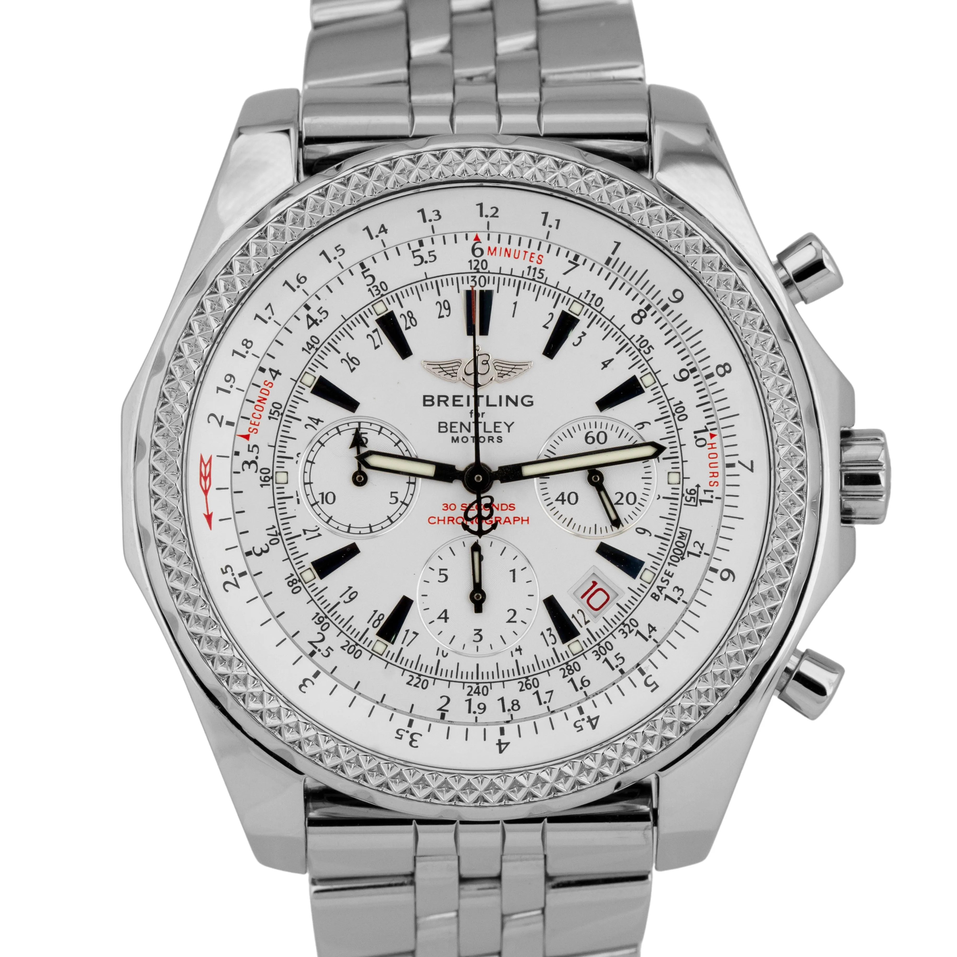 Breitling For Bentley Motors Chronograph White Stainless Steel A25362 49mm Watch