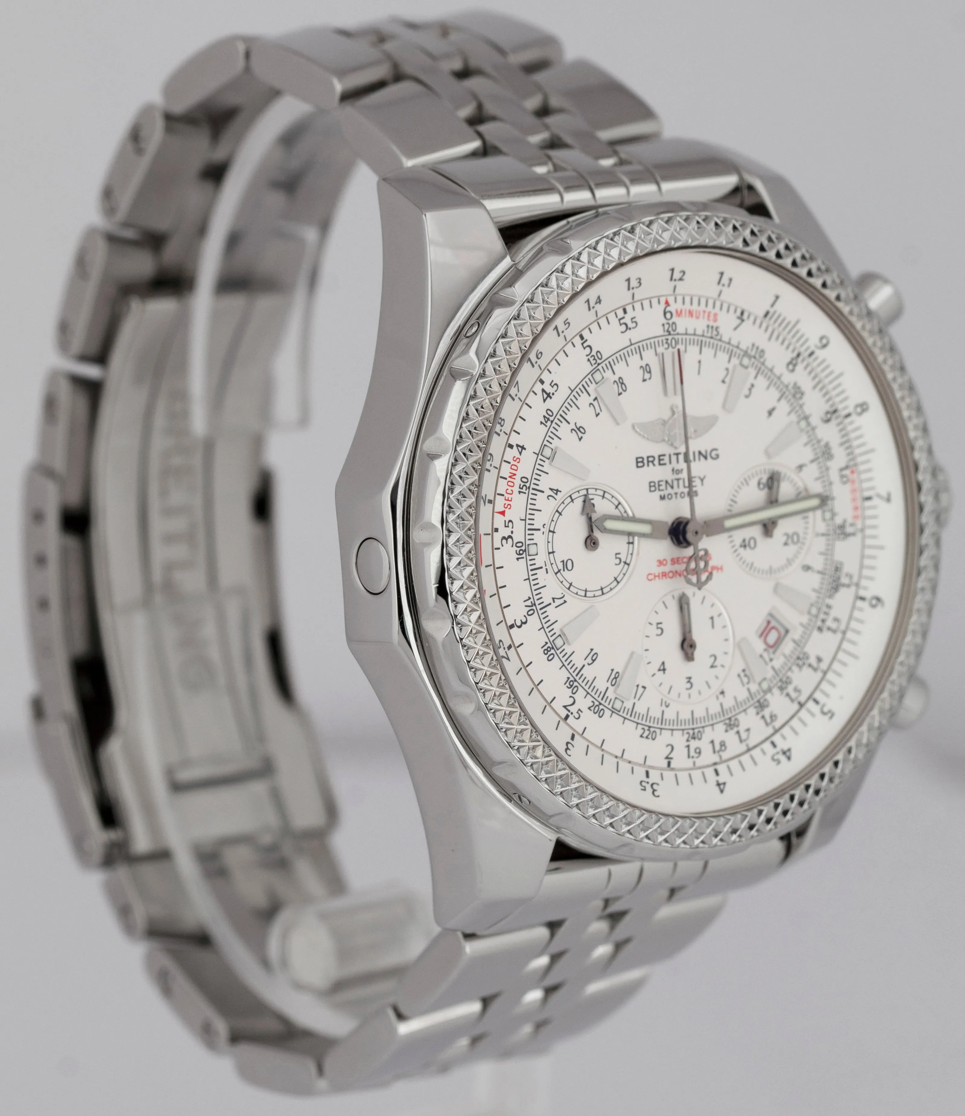 Breitling For Bentley Motors Chronograph White Stainless Steel A25362 49mm Watch