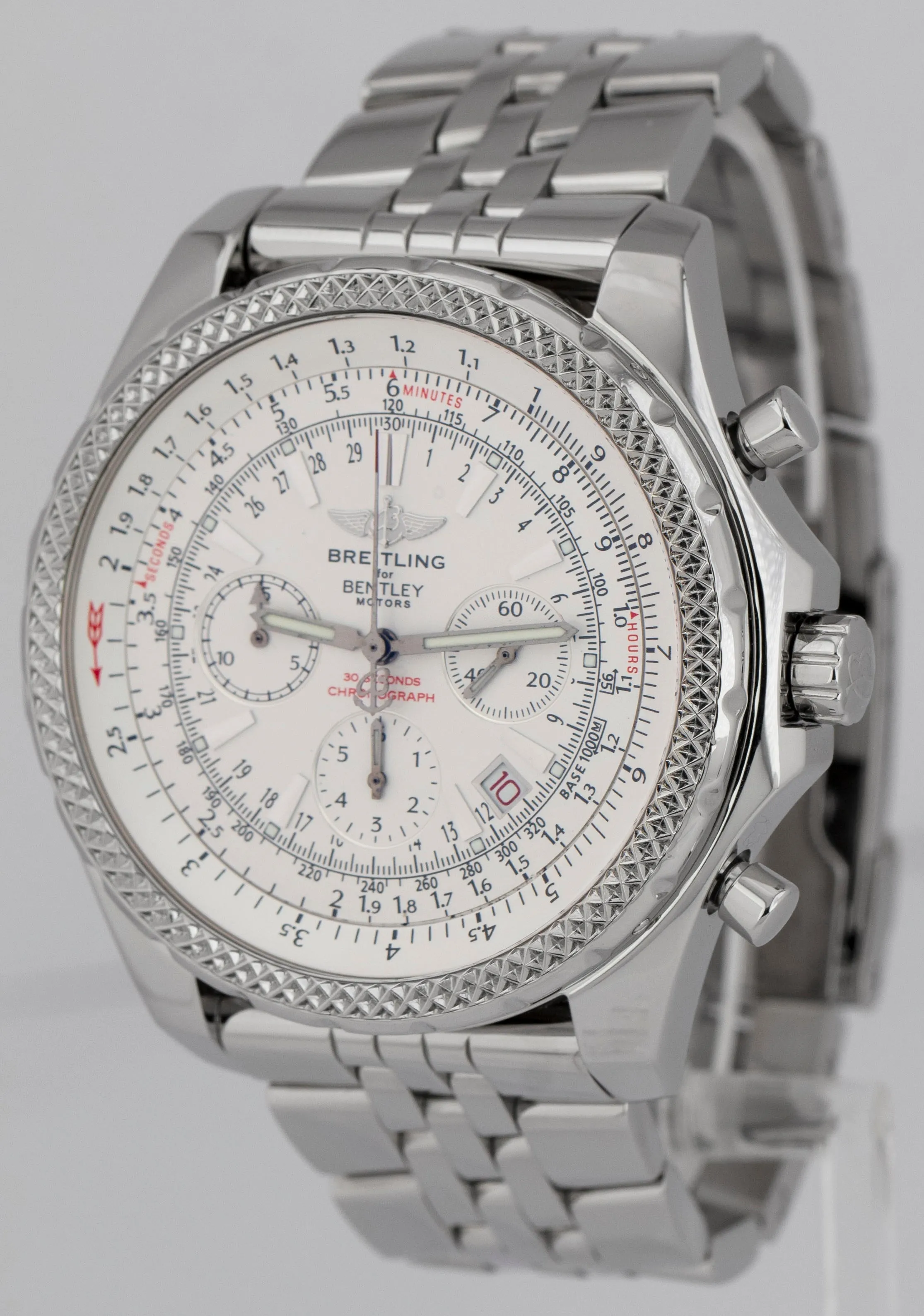 Breitling For Bentley Motors Chronograph White Stainless Steel A25362 49mm Watch