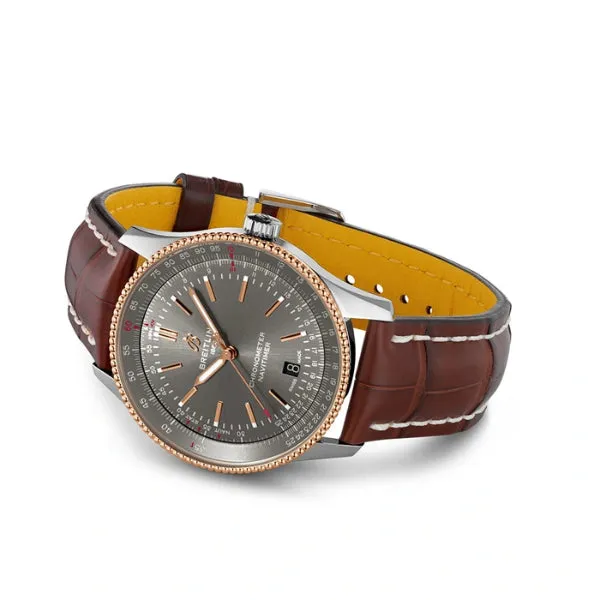 Breitling Navitimer Brown Leather Strap Grey Dial Automatic Watch for Gents - U17326121M1P2