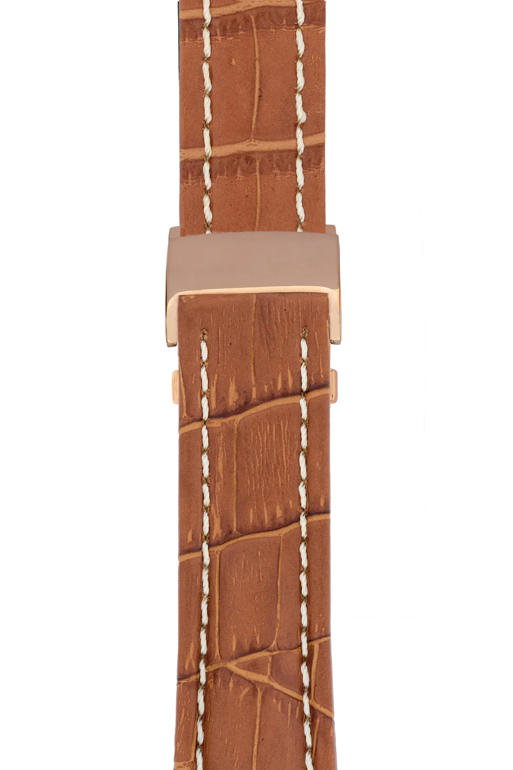 Breitling-Style Alligator-Embossed Deployment Brown Strap