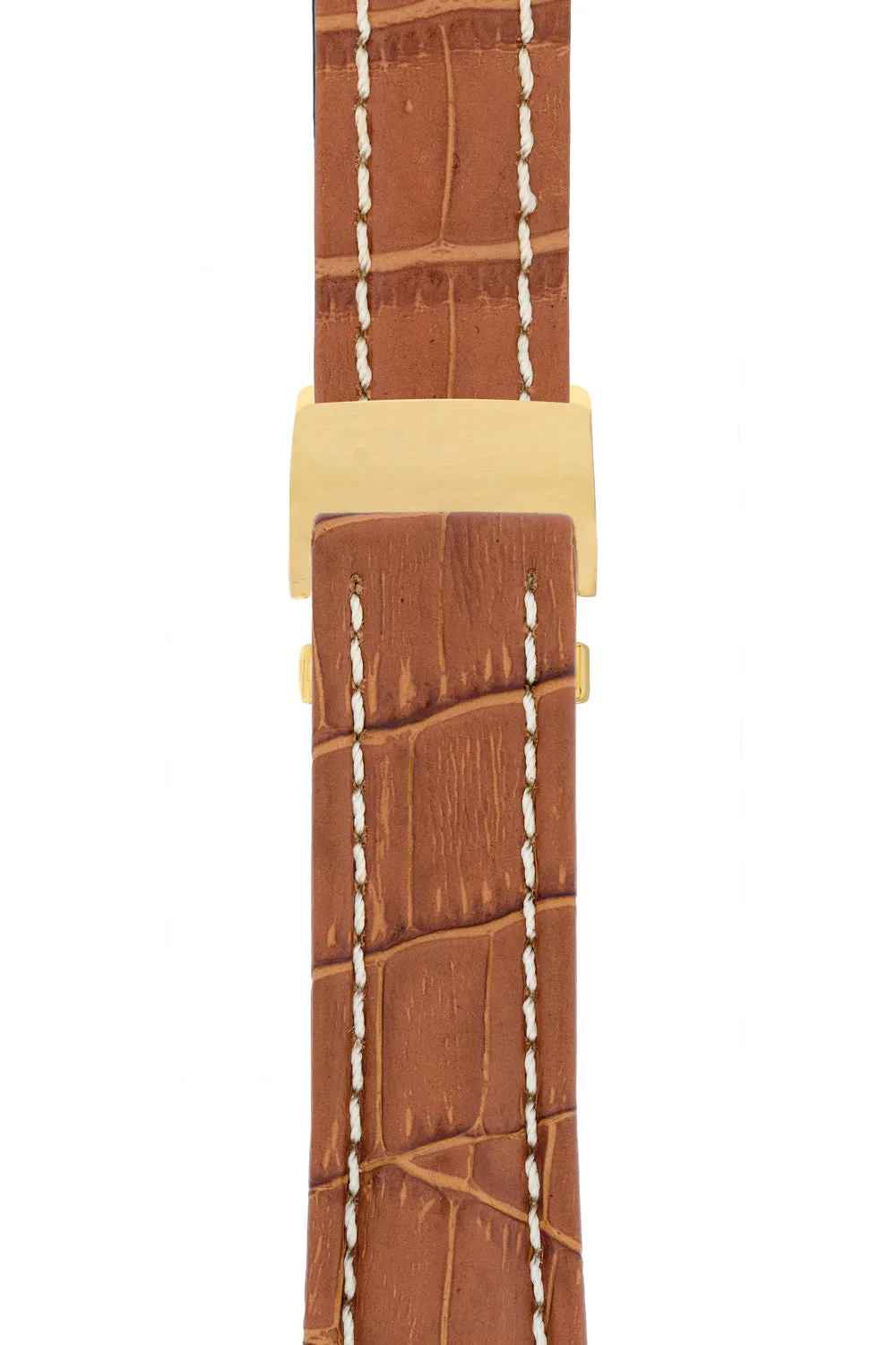 Breitling-Style Alligator-Embossed Deployment Brown Strap