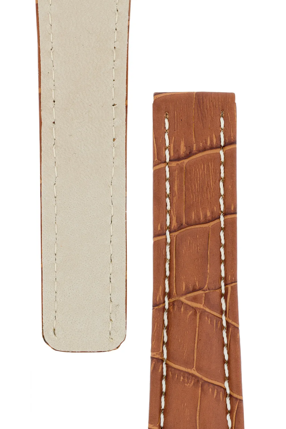 Breitling-Style Alligator-Embossed Deployment Brown Strap