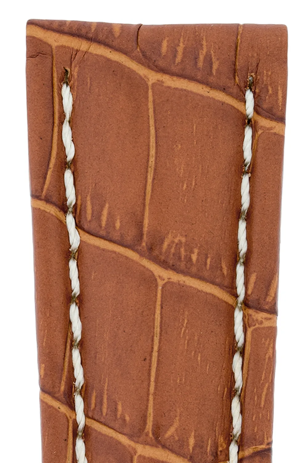 Breitling-Style Alligator-Embossed Deployment Brown Strap