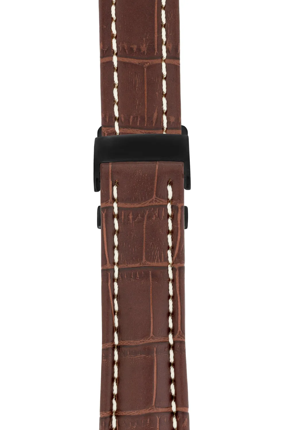 Breitling-Style Alligator-Embossed Deployment Strap - TABAC