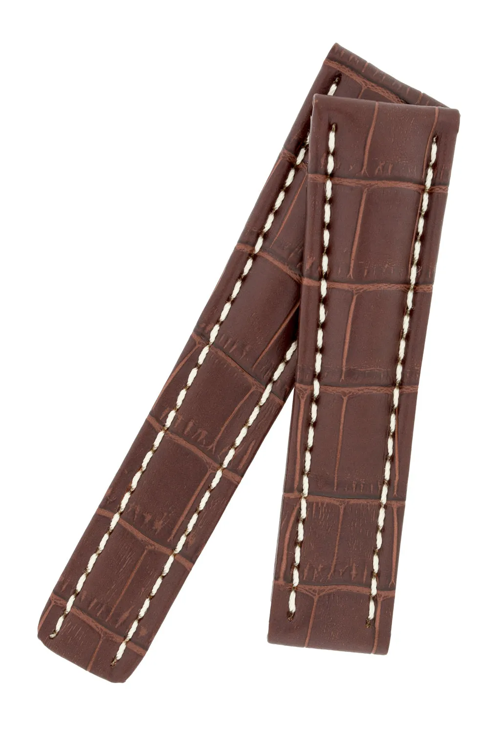 Breitling-Style Alligator-Embossed Deployment Strap - TABAC