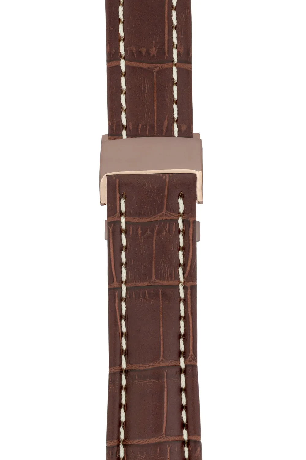 Breitling-Style Alligator-Embossed Deployment Strap - TABAC