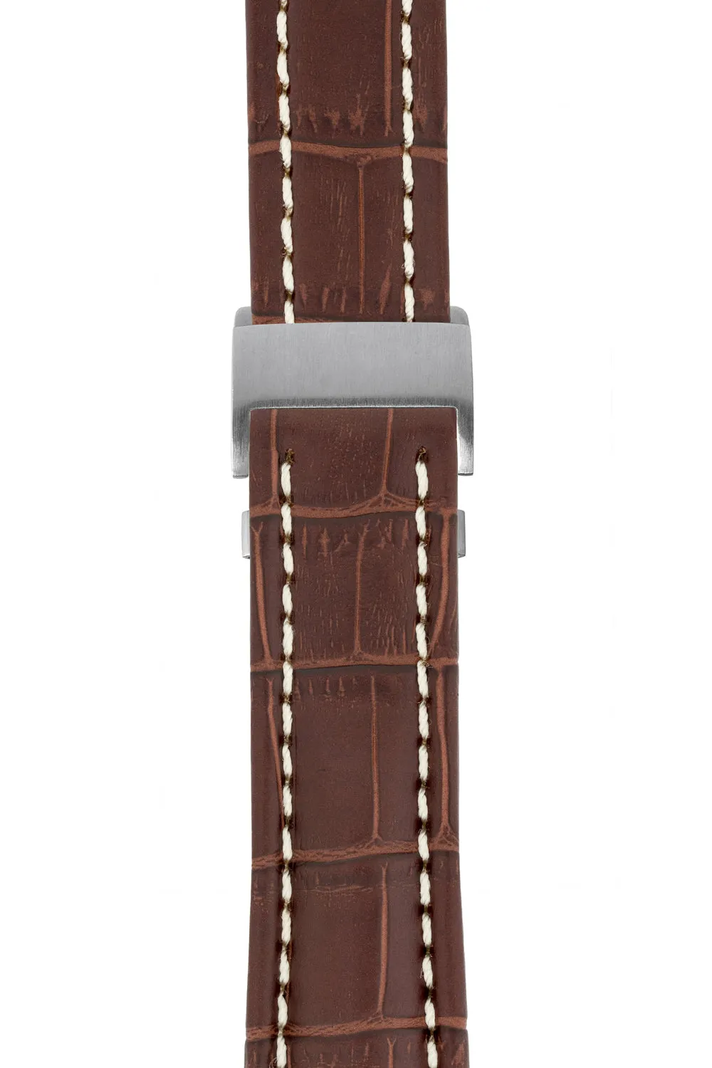 Breitling-Style Alligator-Embossed Deployment Strap - TABAC