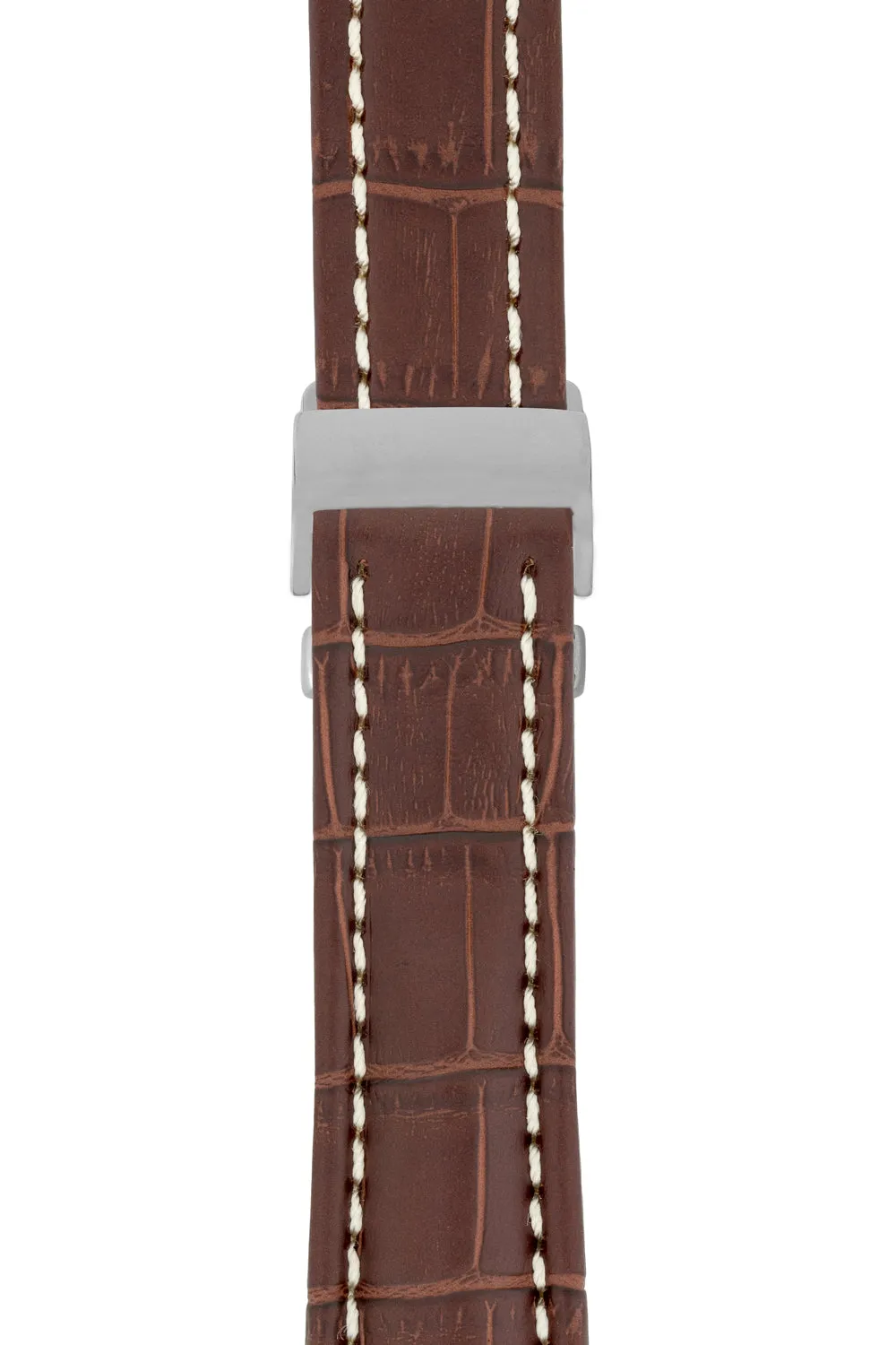 Breitling-Style Alligator-Embossed Deployment Strap - TABAC