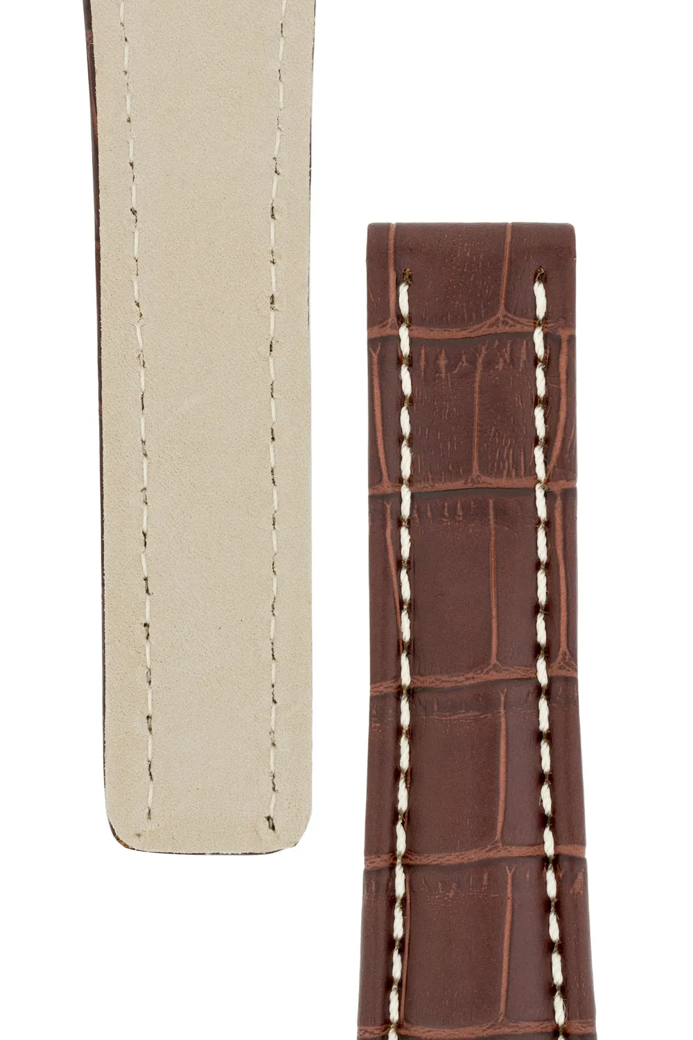 Breitling-Style Alligator-Embossed Deployment Strap - TABAC