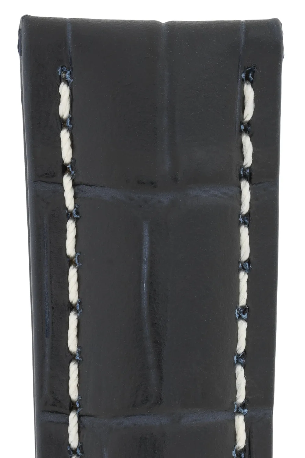 Breitling-Style Alligator-Embossed Watch Strap & Buckle Blue