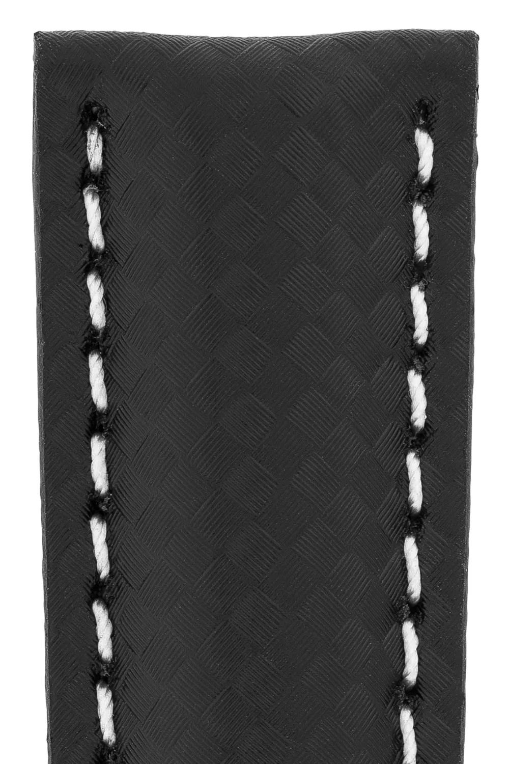 Breitling-Style Carbon-Embossed Leather Watch Strap Black