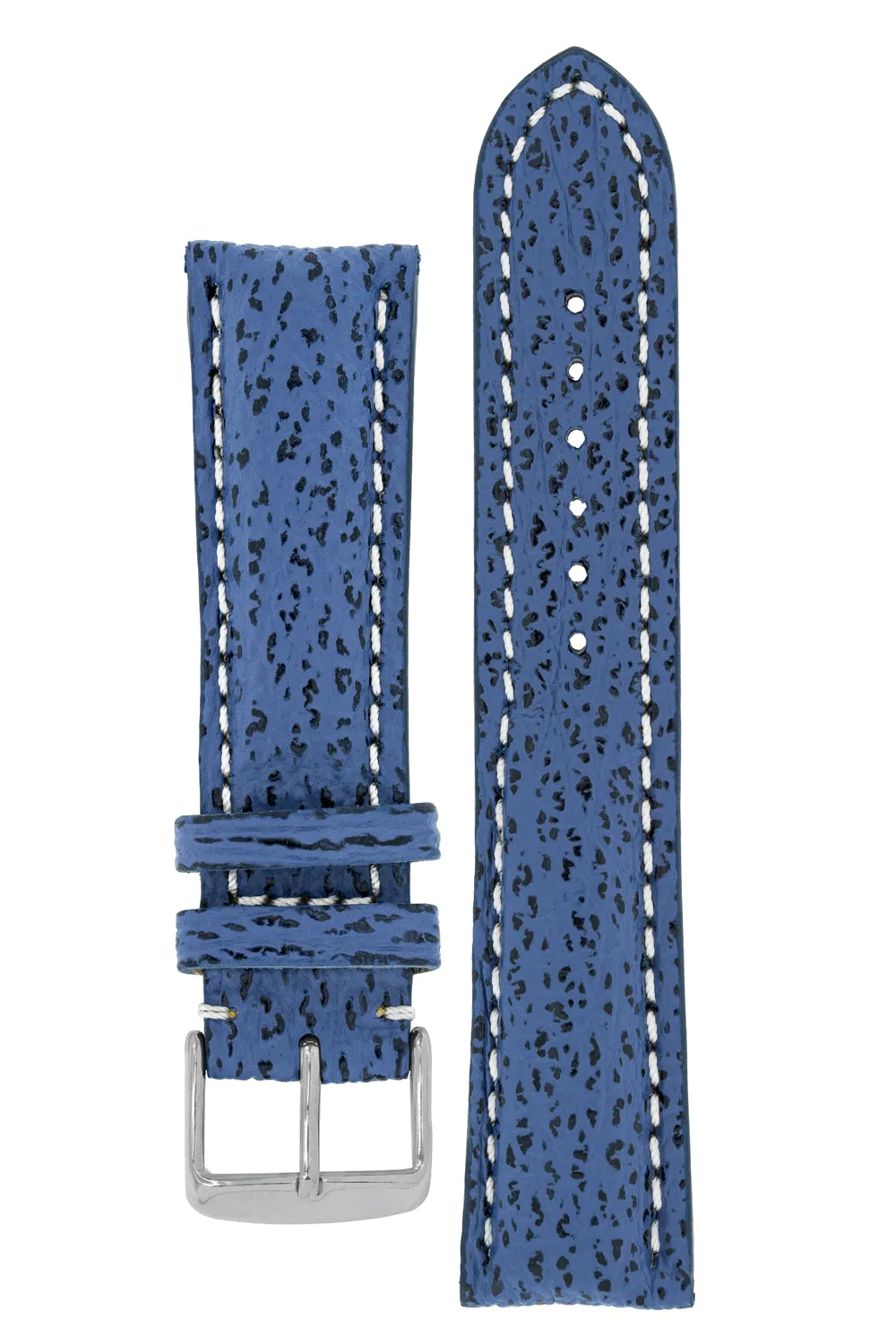 Breitling-Style Shark Leather Watch Strap and Buckle in NIGHT BLUE