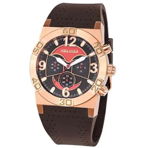 Brown Rubber Rose Gold Matt Stainless Steel Case Sport Chronos Watch  For Men - Heloisa 76120288