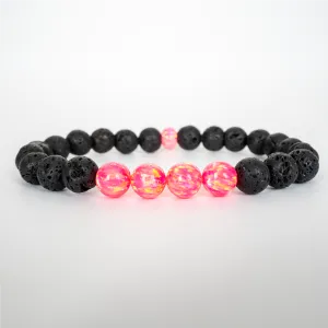 Bubblegum Opal & Lava Stone Beaded Bracelet