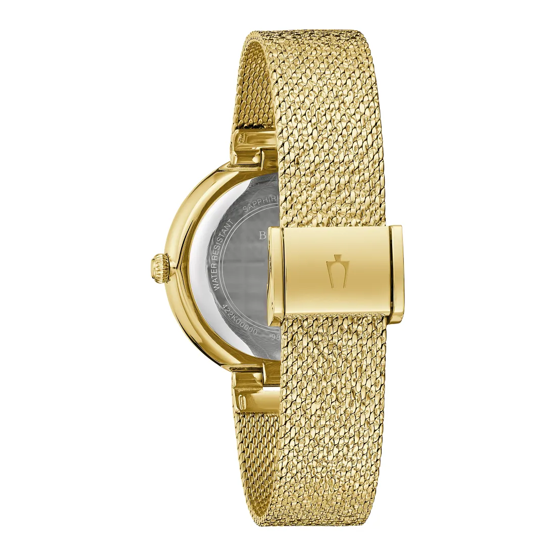 Bulova Crystal Ladies Gold Tone Stainless Steel Textured Dial Watch