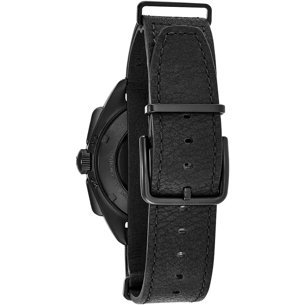 Bulova Lunar Pilot Archive Chronograph Quartz Black Dial Black Strap Watch 98A186