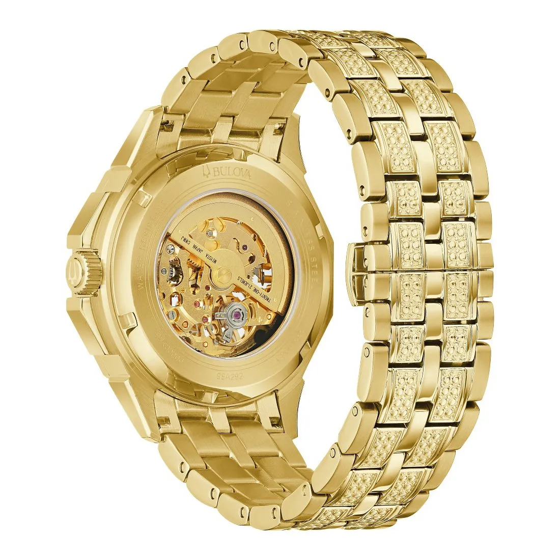 Bulova Octava Mens Automatic Gold Tone Crystal Watch