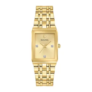 Bulova Quadra Ladies Gold Tone Diamond Dial Watch
