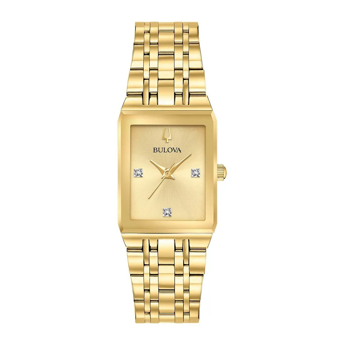 Bulova Quadra Ladies Gold Tone Diamond Dial Watch