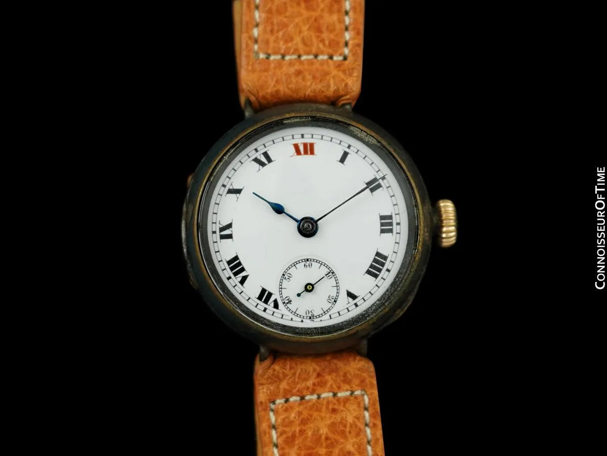 c. 1917 Rolex Rare Vintage Mens World War I Era Military Officers Trench Watch - Gun Metal