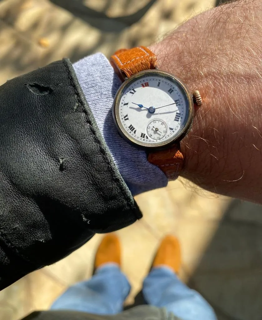 c. 1917 Rolex Rare Vintage Mens World War I Era Military Officers Trench Watch - Gun Metal