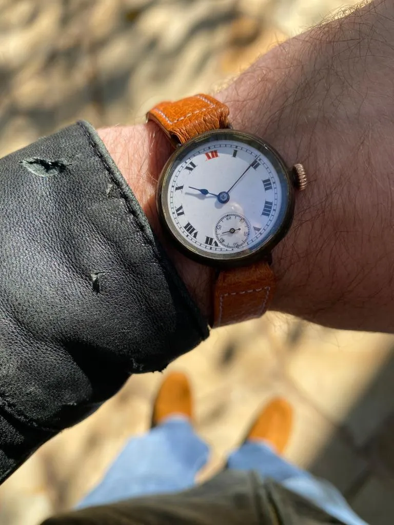 c. 1917 Rolex Rare Vintage Mens World War I Era Military Officers Trench Watch - Gun Metal