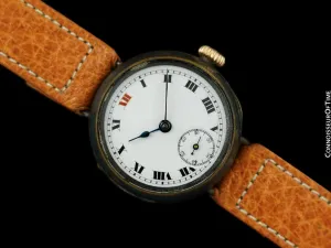 c. 1917 Rolex Rare Vintage Mens World War I Era Military Officers Trench Watch - Gun Metal