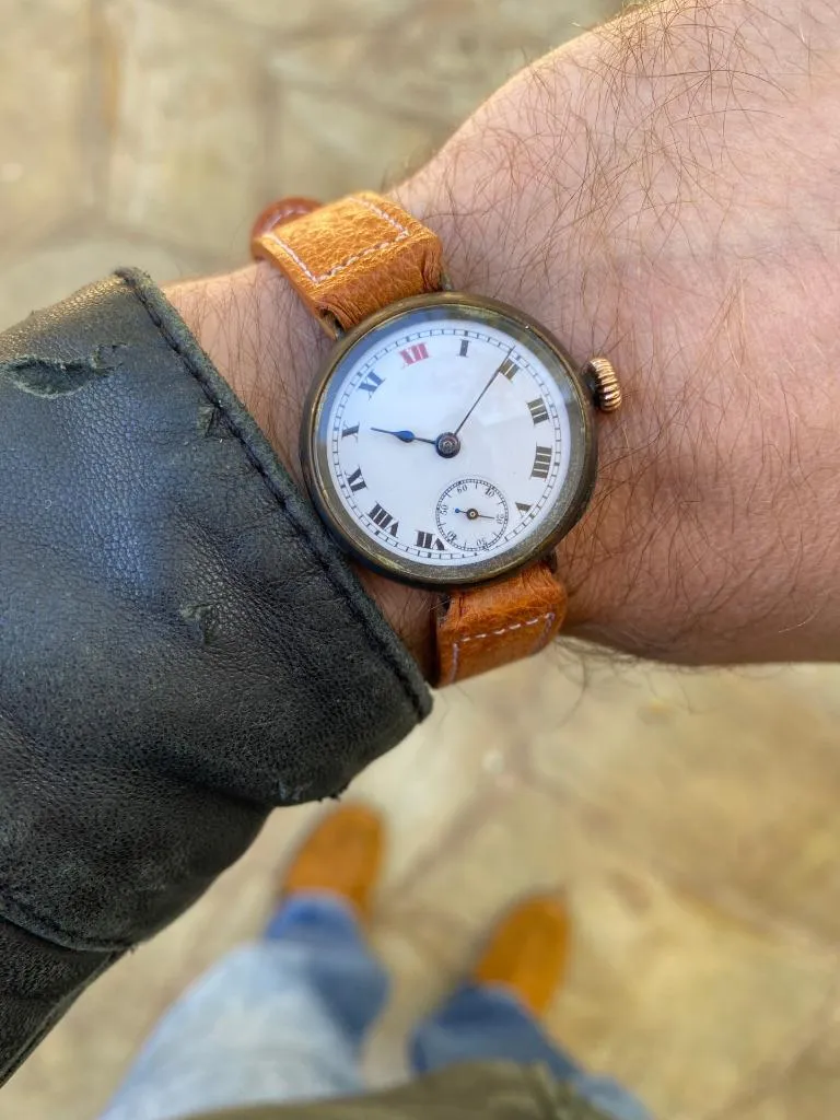 c. 1917 Rolex Rare Vintage Mens World War I Era Military Officers Trench Watch - Gun Metal