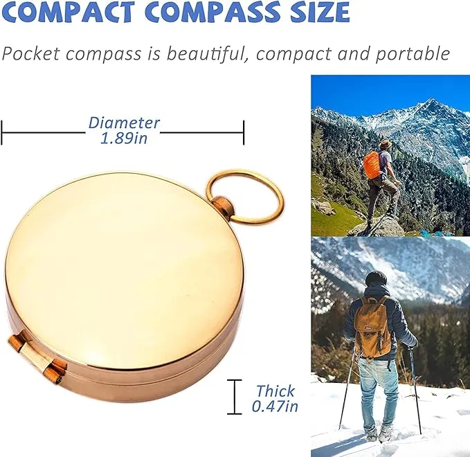 Camping Survival Compass for Hiking, Pocket Compass for Kids, Glow in The Dark Compass for Camping Hunting, Outdoor Military Navigation Tool