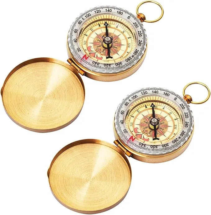 Camping Survival Compass for Hiking, Pocket Compass for Kids, Glow in The Dark Compass for Camping Hunting, Outdoor Military Navigation Tool