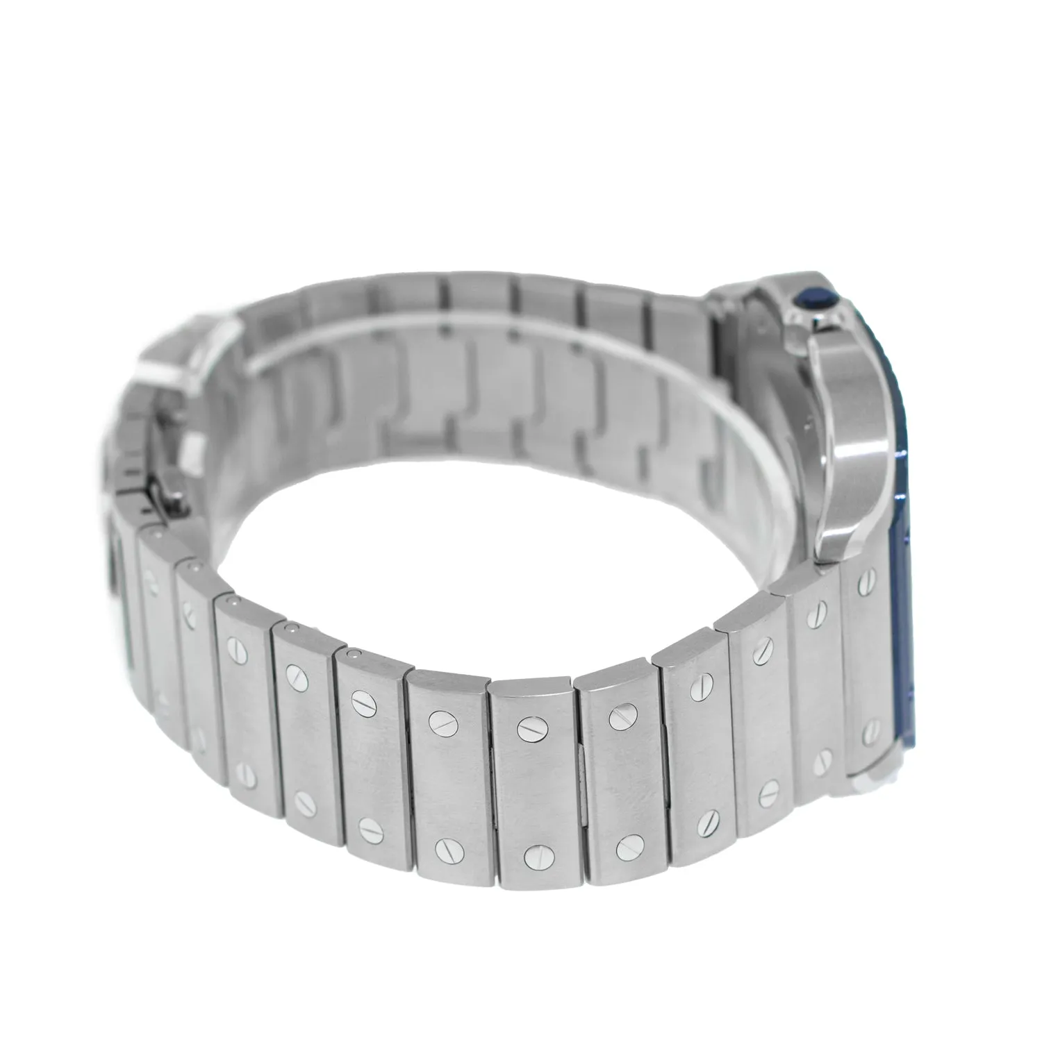 Cartier Santos 40mm Stainless Steel Silver Roman Dial and Blue Bezel WSSA0047