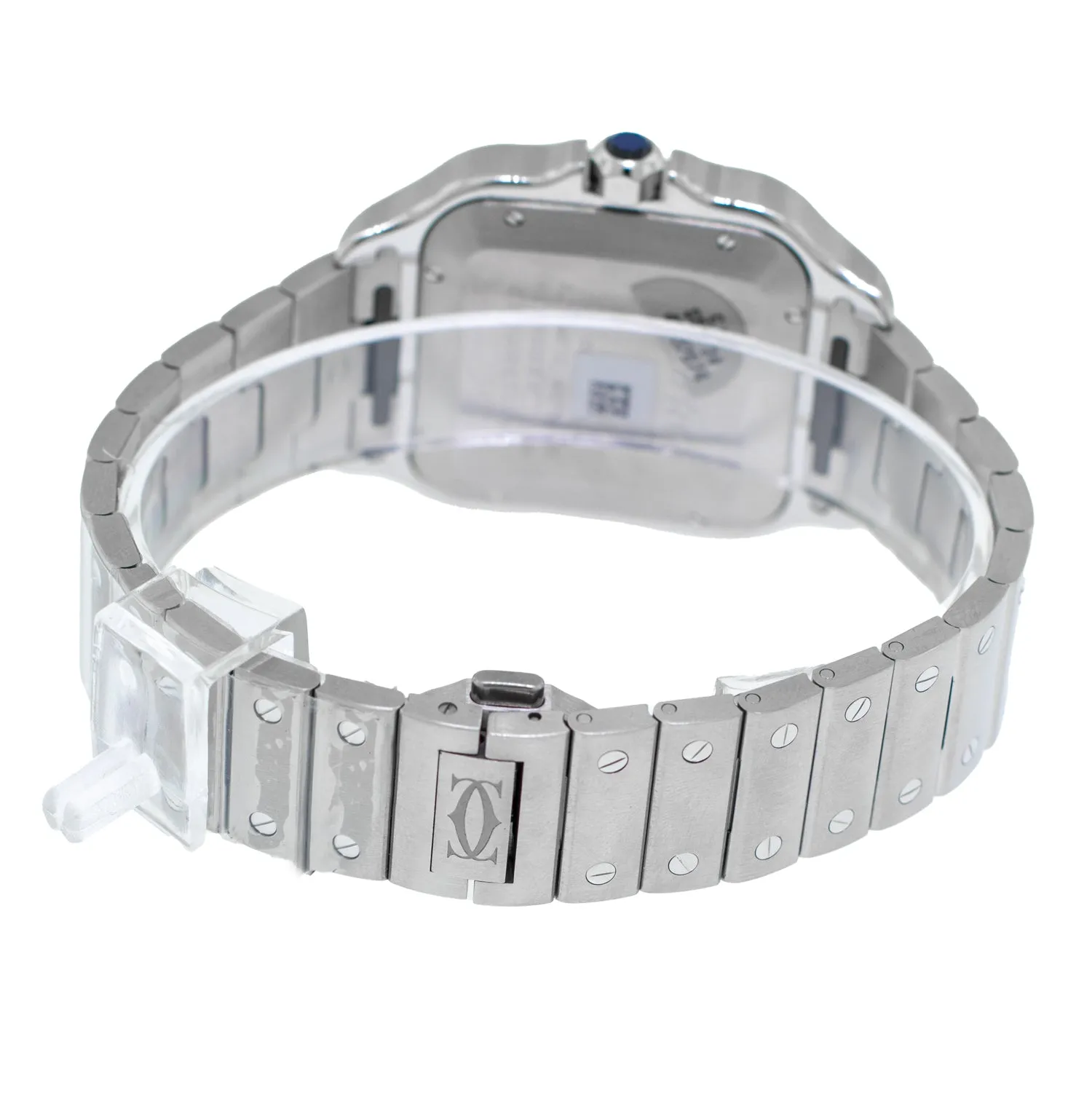 Cartier Santos 40mm Stainless Steel Silver Roman Dial and Blue Bezel WSSA0047