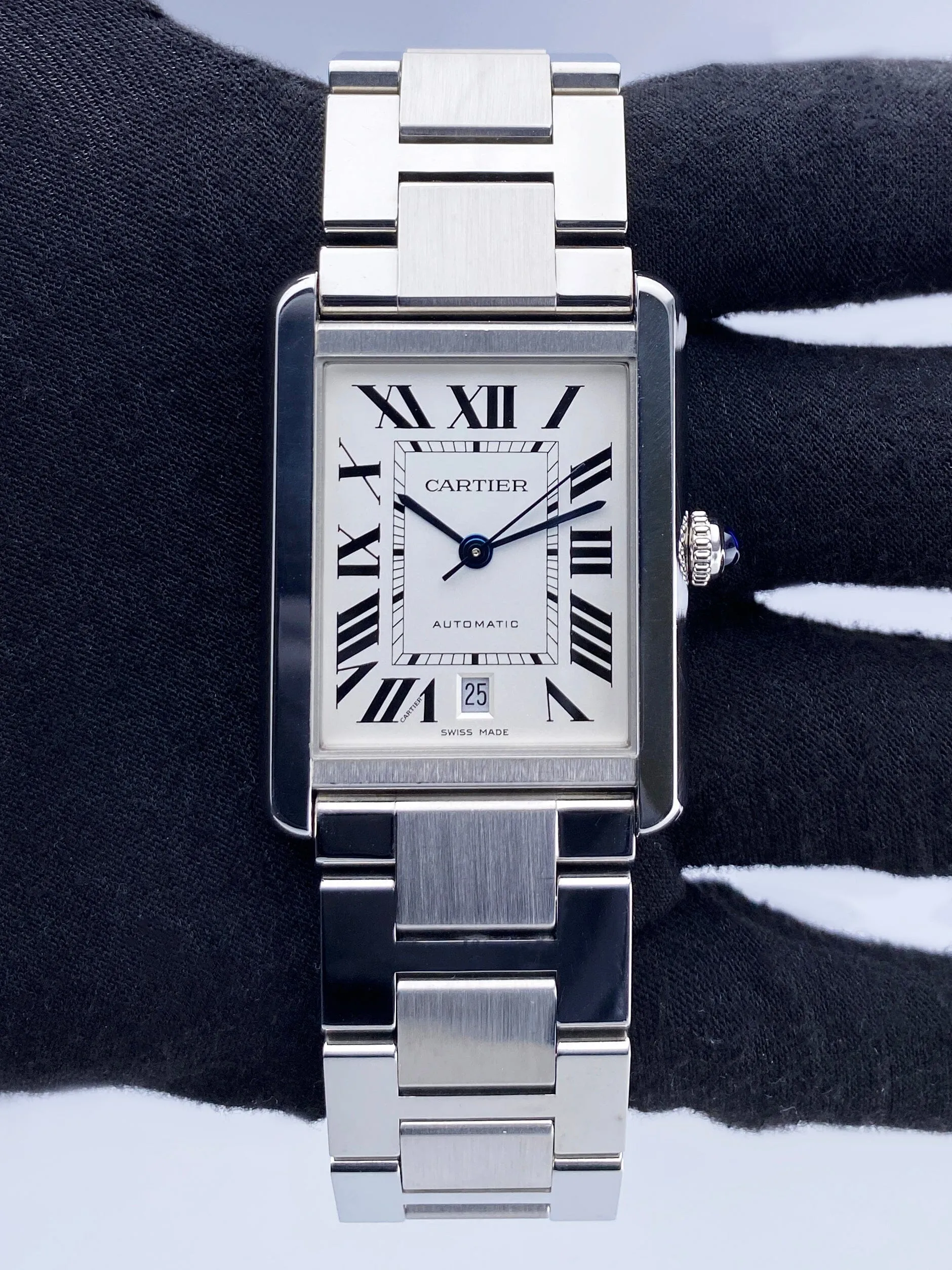 Cartier Tank Solo XL W5200028 Stainless Steel Mens Watch Box Papers