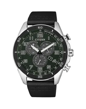 Citizen Chronograph Black Leather Mens Watch AT2441-08X