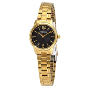 Citizen Quartz Black Dial Yellow Gold-tone Ladies Watch EJ6082-51E