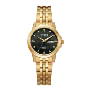 Citizen Quartz Ladies Gold Tone Black Dial Watch