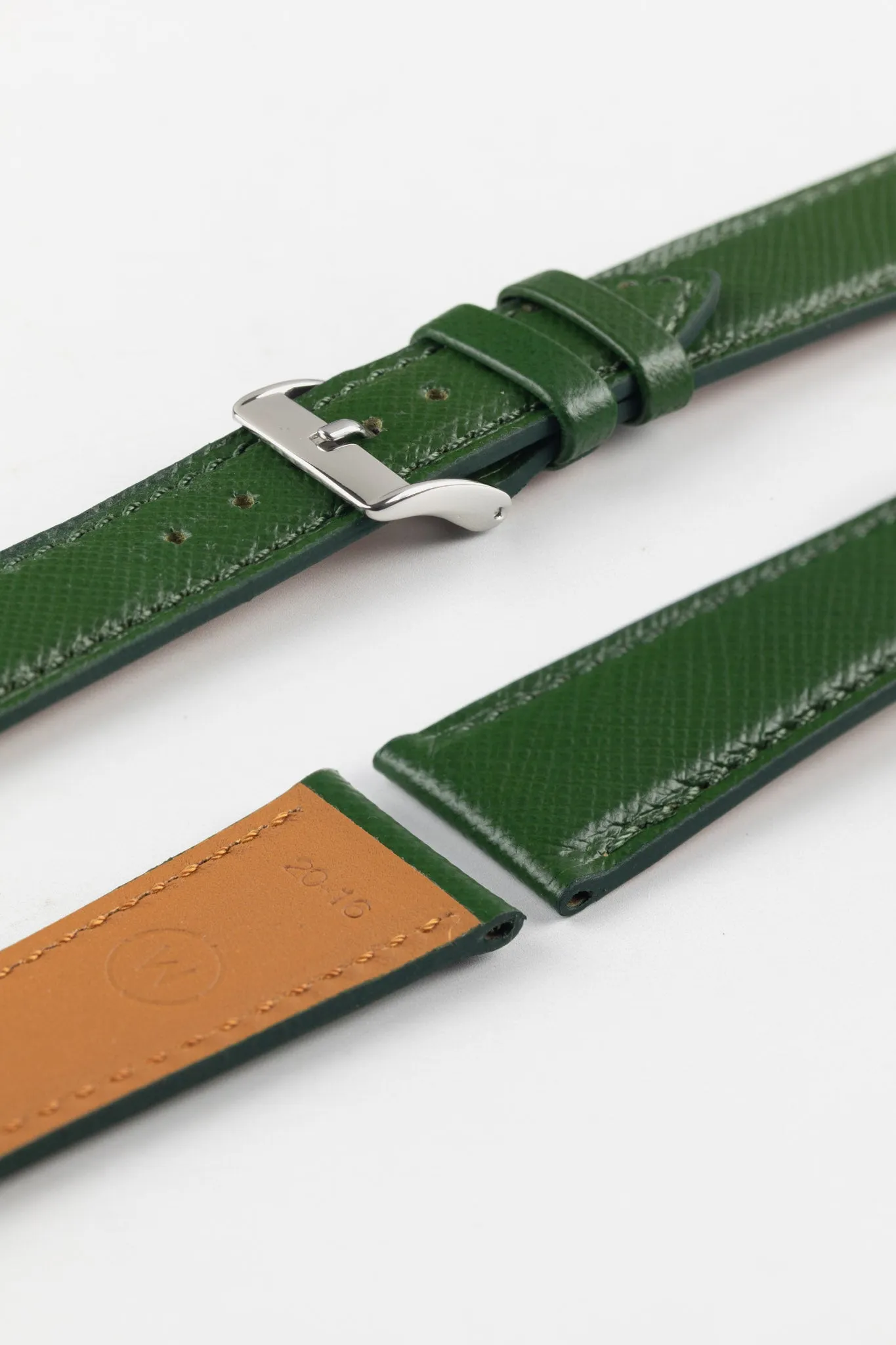 Classic Saffiano Leather Watch Strap in British Green
