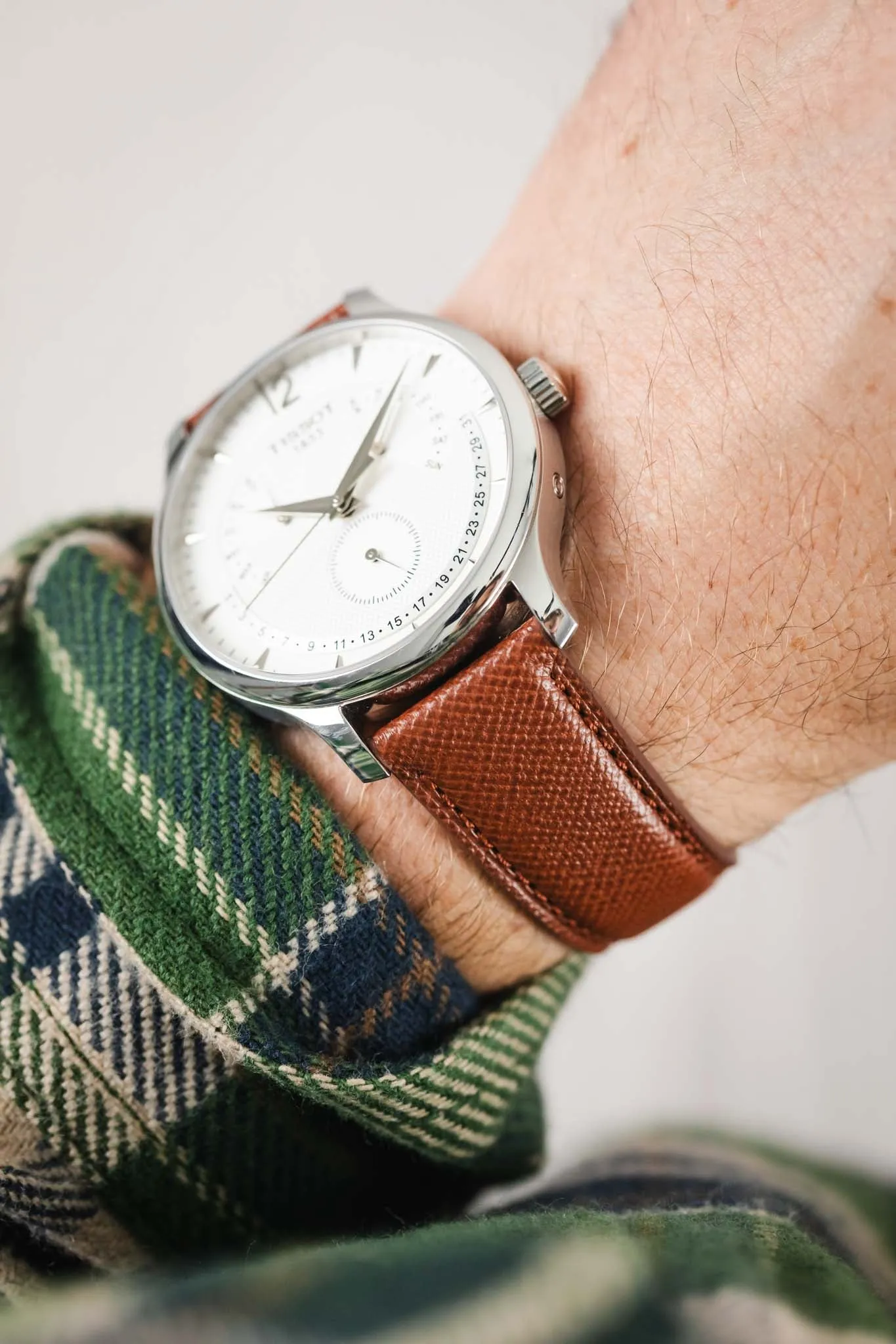 Classic Saffiano Leather Watch Strap in Cognac