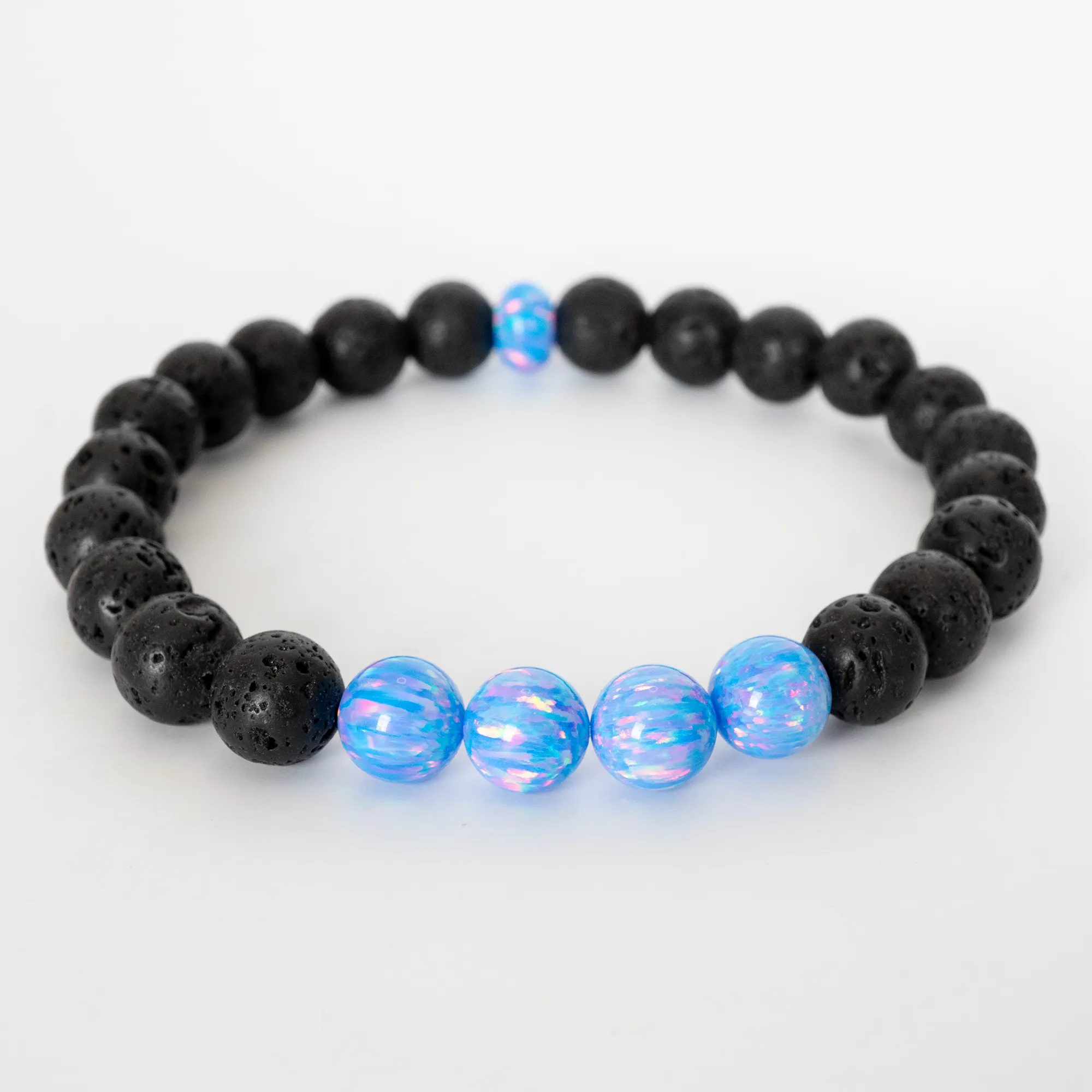 Cotton Candy Opal & Lava Stone Beaded Bracelet