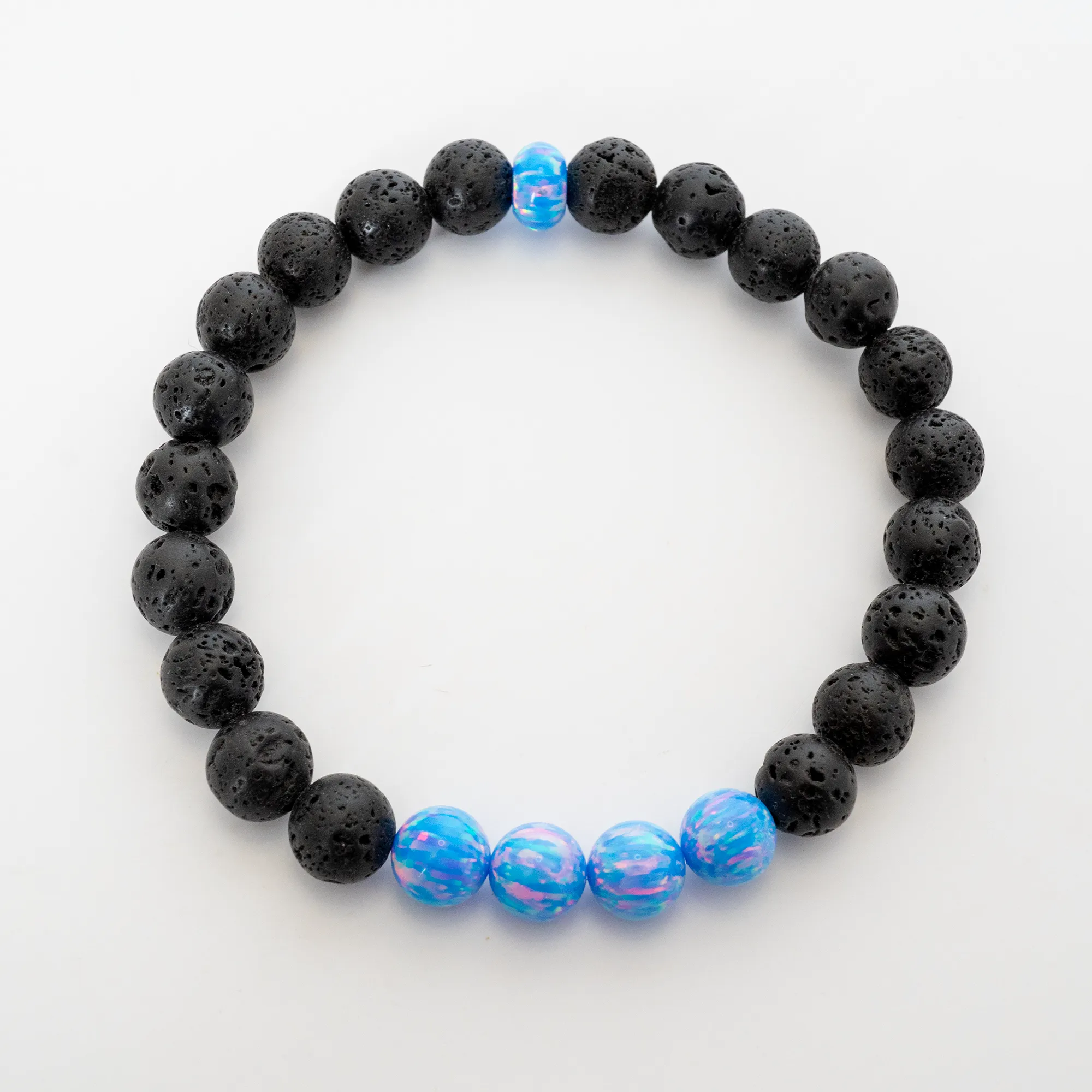 Cotton Candy Opal & Lava Stone Beaded Bracelet