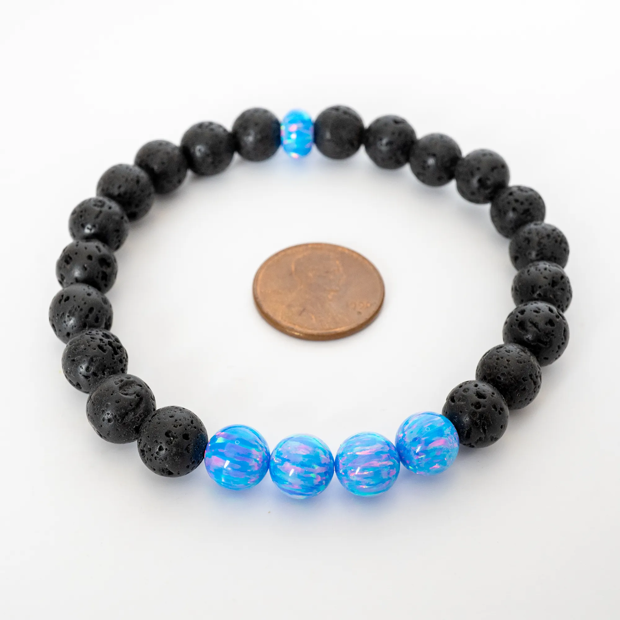 Cotton Candy Opal & Lava Stone Beaded Bracelet