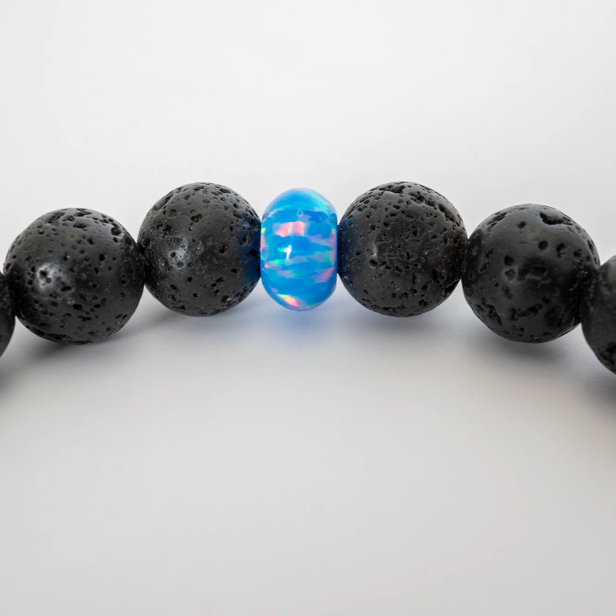 Cotton Candy Opal & Lava Stone Beaded Bracelet