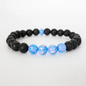 Cotton Candy Opal & Lava Stone Beaded Bracelet