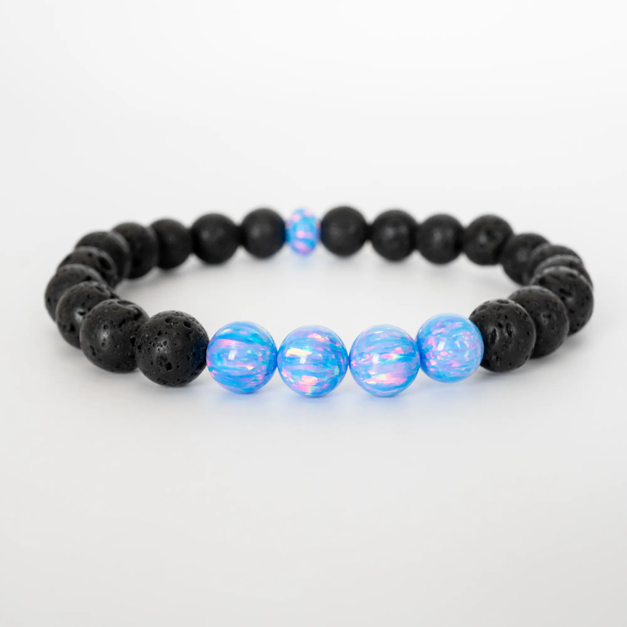 Cotton Candy Opal & Lava Stone Beaded Bracelet