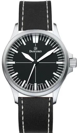 Damasko Watch DK30 Black Single Stitch Leather Pin