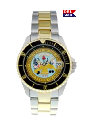 Del Mar Watches Men's Army Military Watch - Two Tone Bracelet #50447