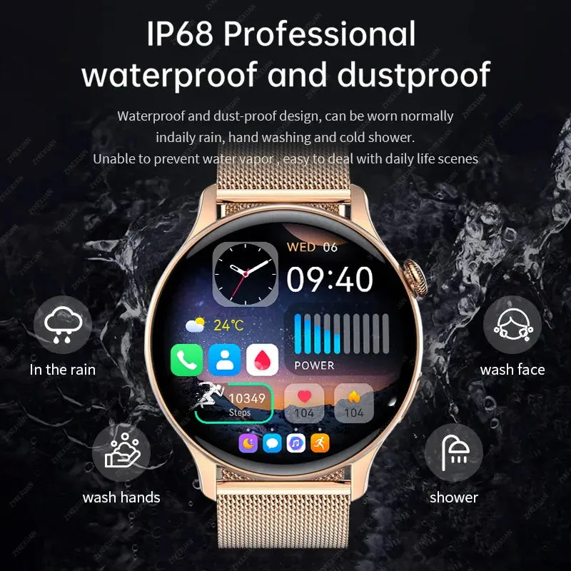 ELEGANCE LuxeFit Women Smartwatch 466*466 AMOLED 1.43" HD Screen Always Display Time Bluetooth Call IP67 Waterproof Sports Smart Watch