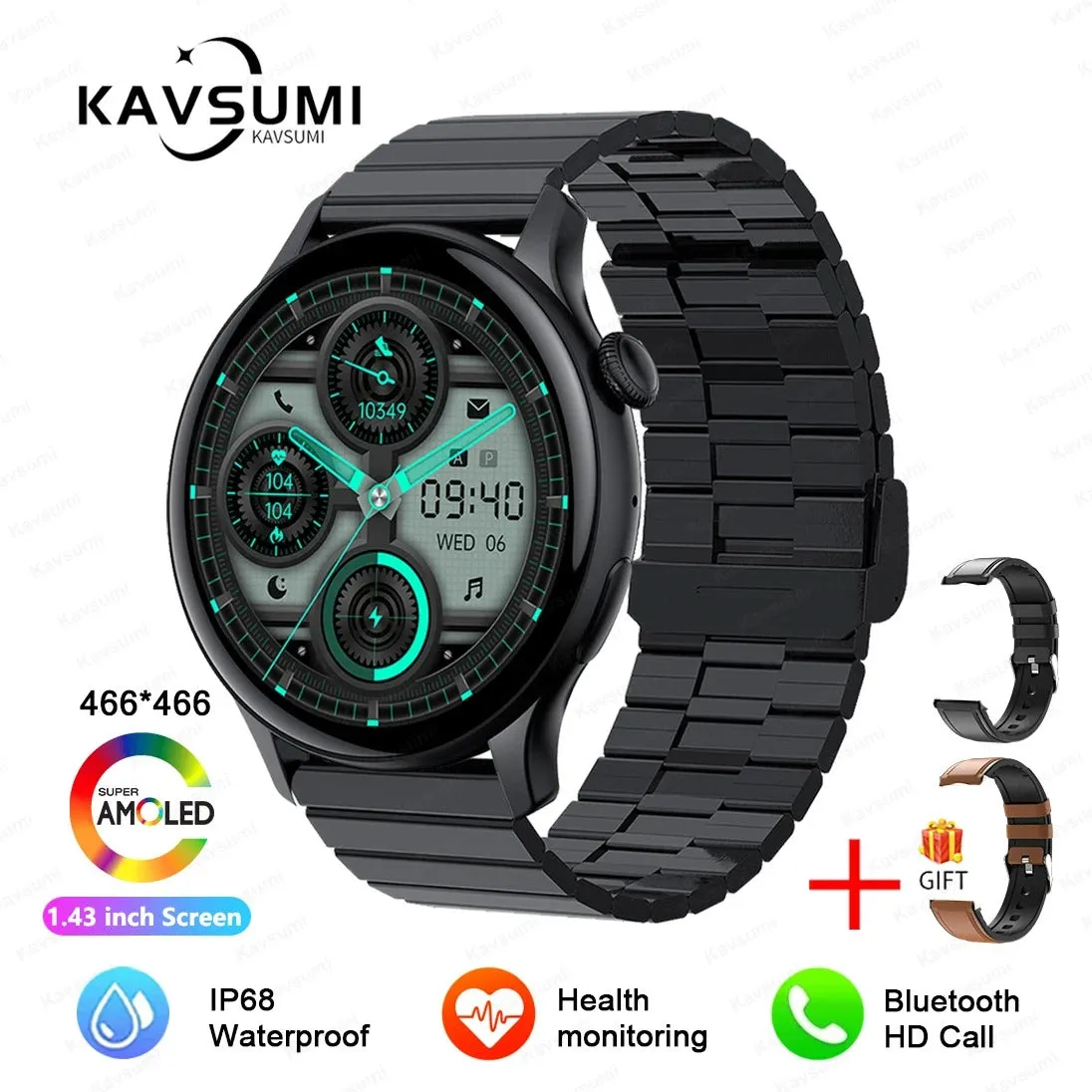 ELEGANCE LuxeFit Women Smartwatch 466*466 AMOLED 1.43" HD Screen Always Display Time Bluetooth Call IP67 Waterproof Sports Smart Watch