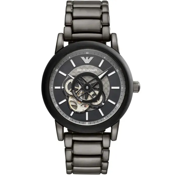 Emporio Armani Meccanico Black Stainless Steel Black Dial Automatic Watch for Gents - AR60010
